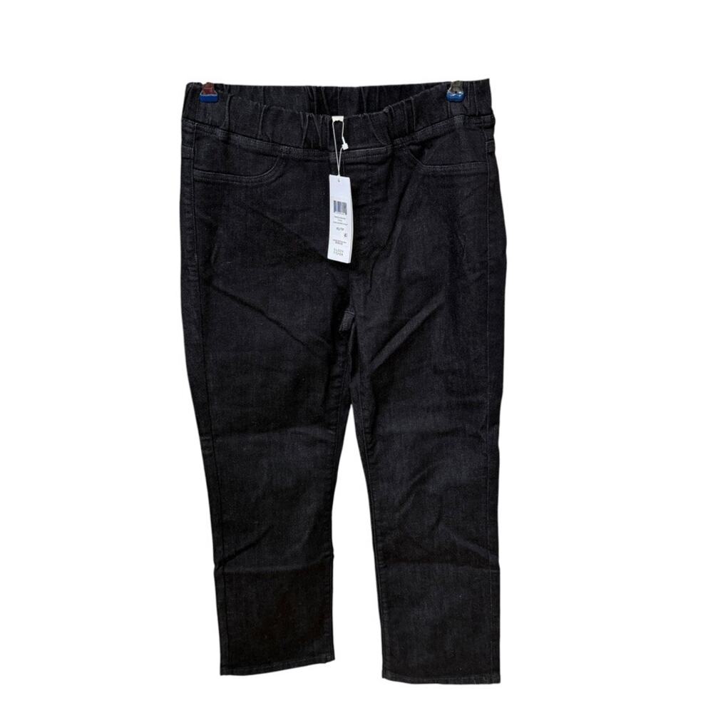 Eileen Fisher Pants Women XS Slim Cropped Organic Cotton Stretch Denim Black NWT